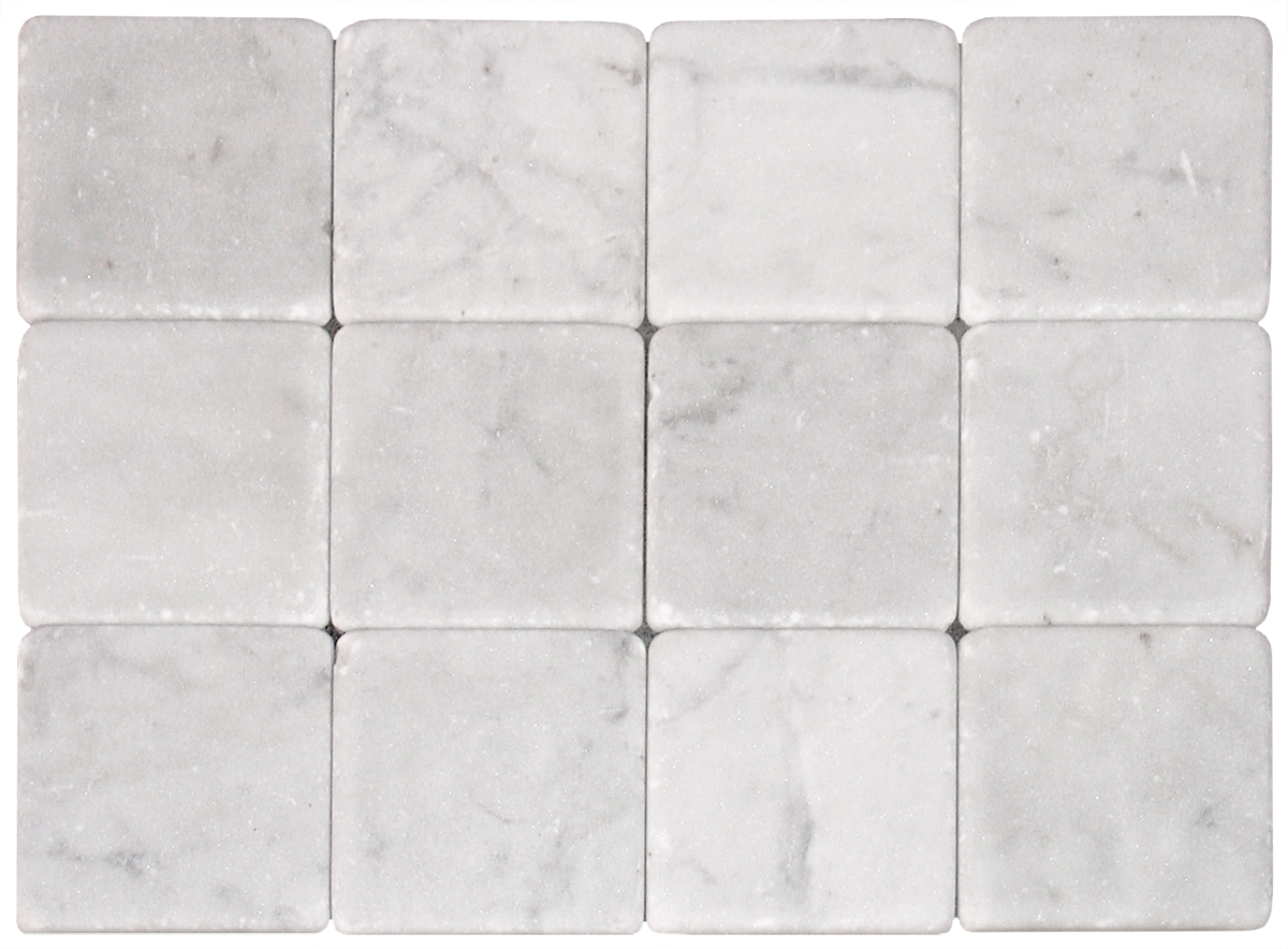 4" x 4" Tile White Carrara Premium Tumbled - Image 2