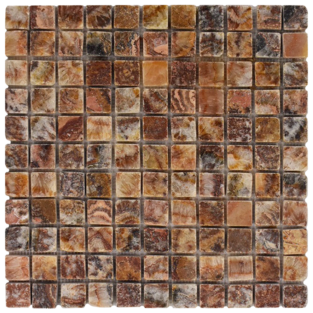 1" x 1" Mosaic Red Sea Tumbled