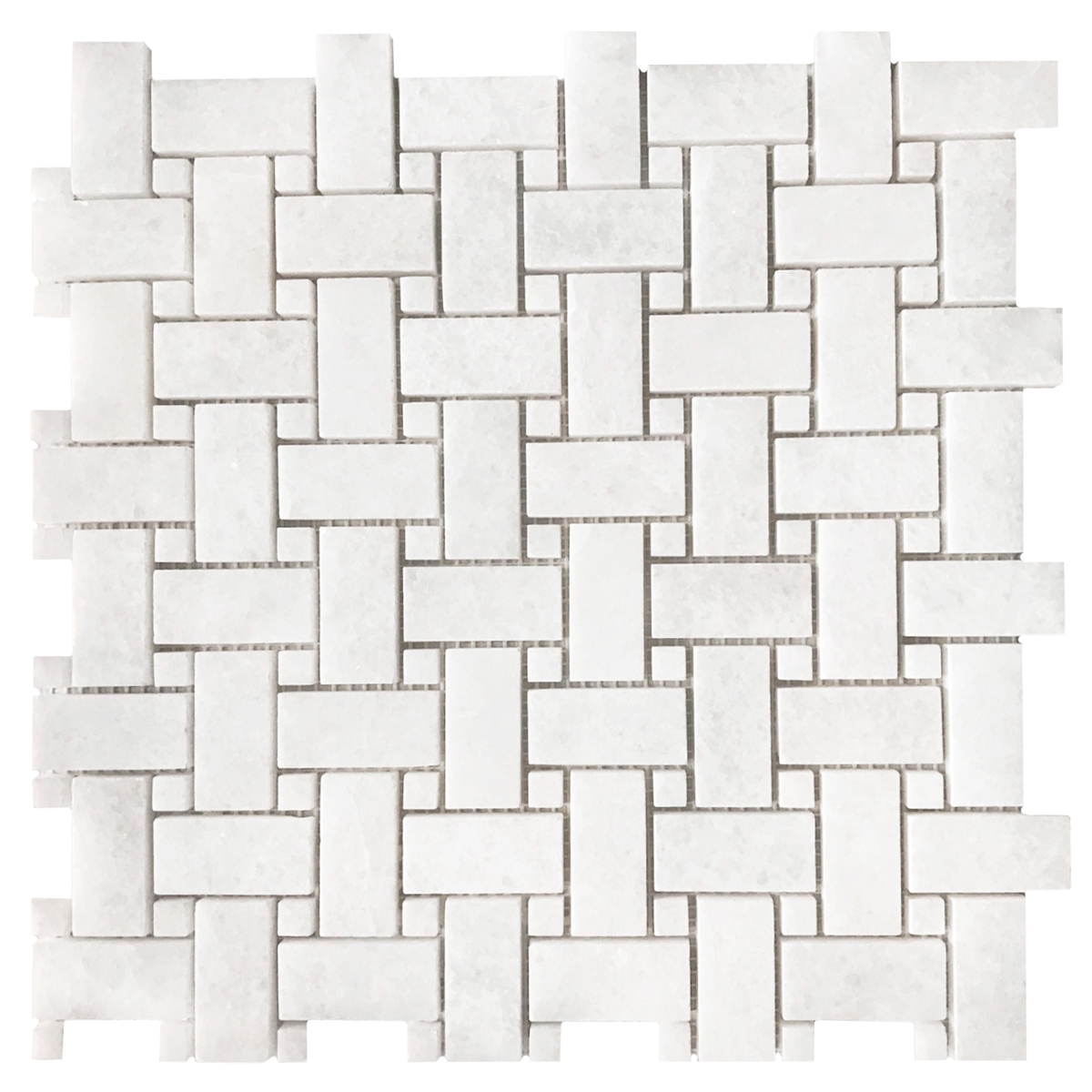 Basketweave Mosaic White Crystalline Polished