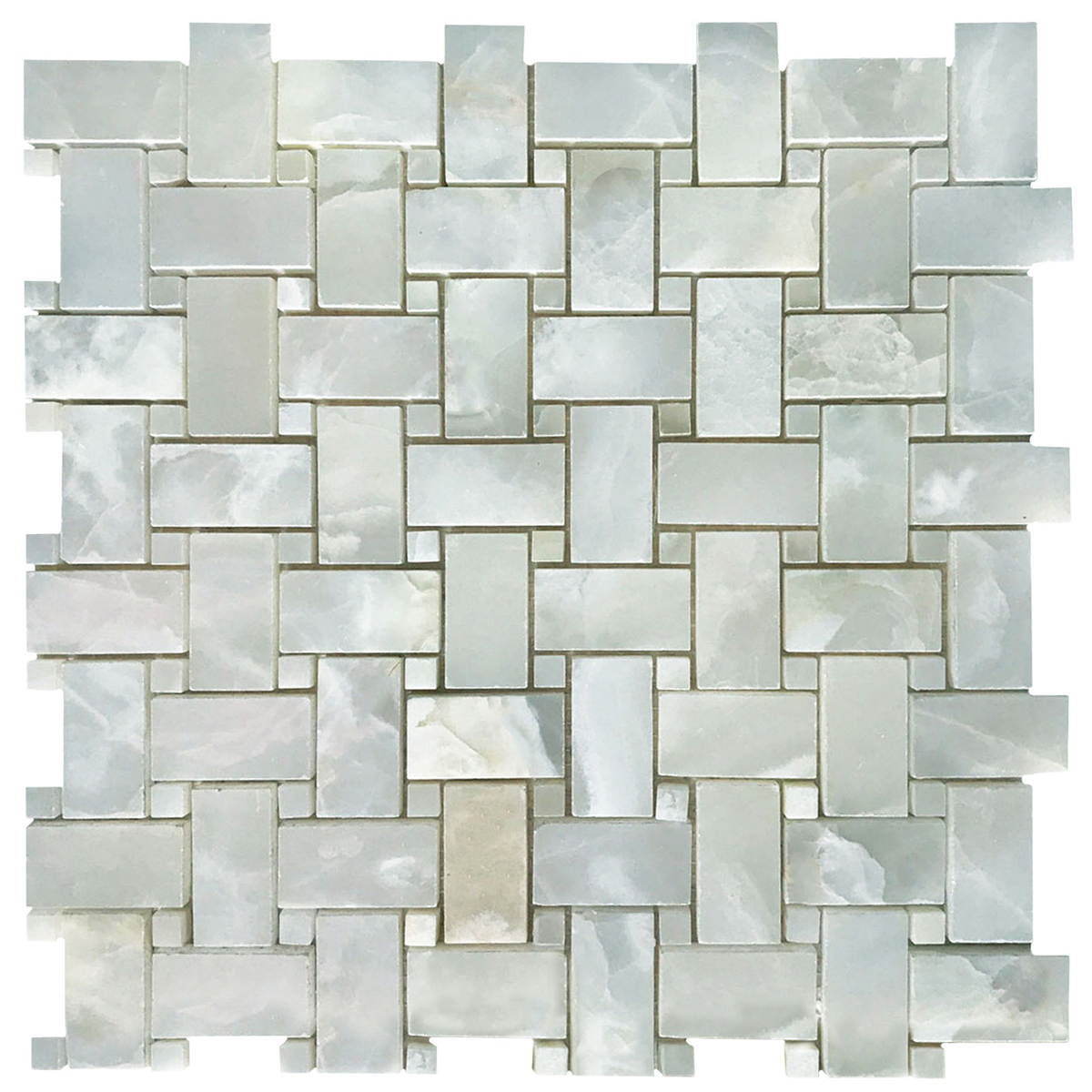 Basketweave Mosaic White Persian Cloud Premium Polished