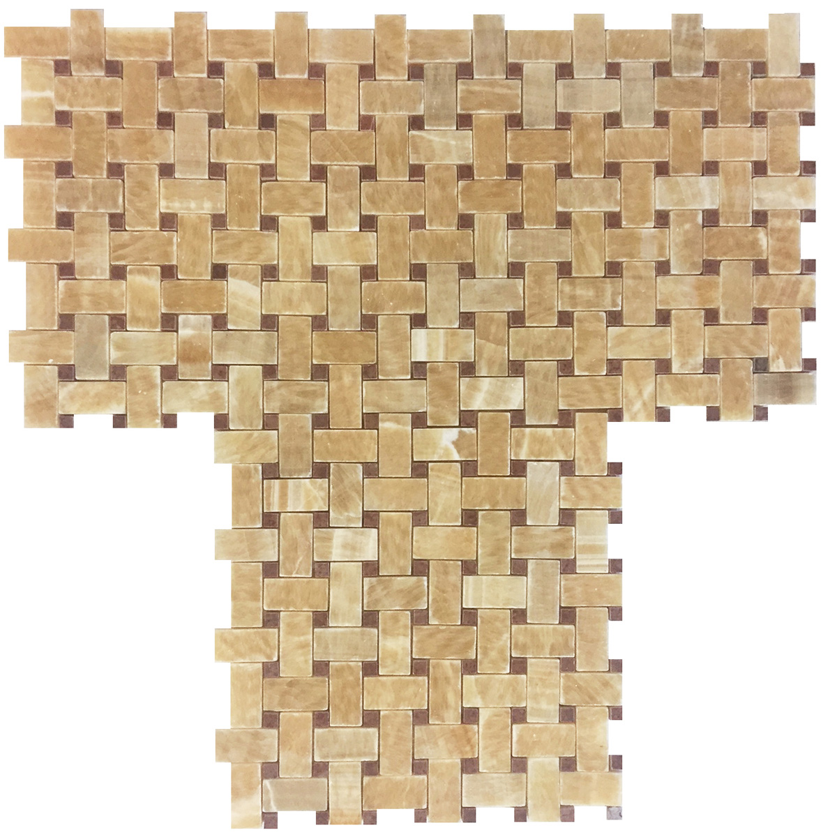 Basketweave Mosaic Golden Honey, Maroon (Red) Honed - Image 2