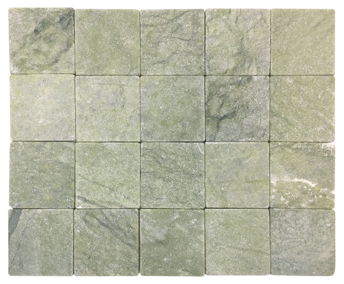 4" x 4" Tile Green Olivine Tumbled - Image 3