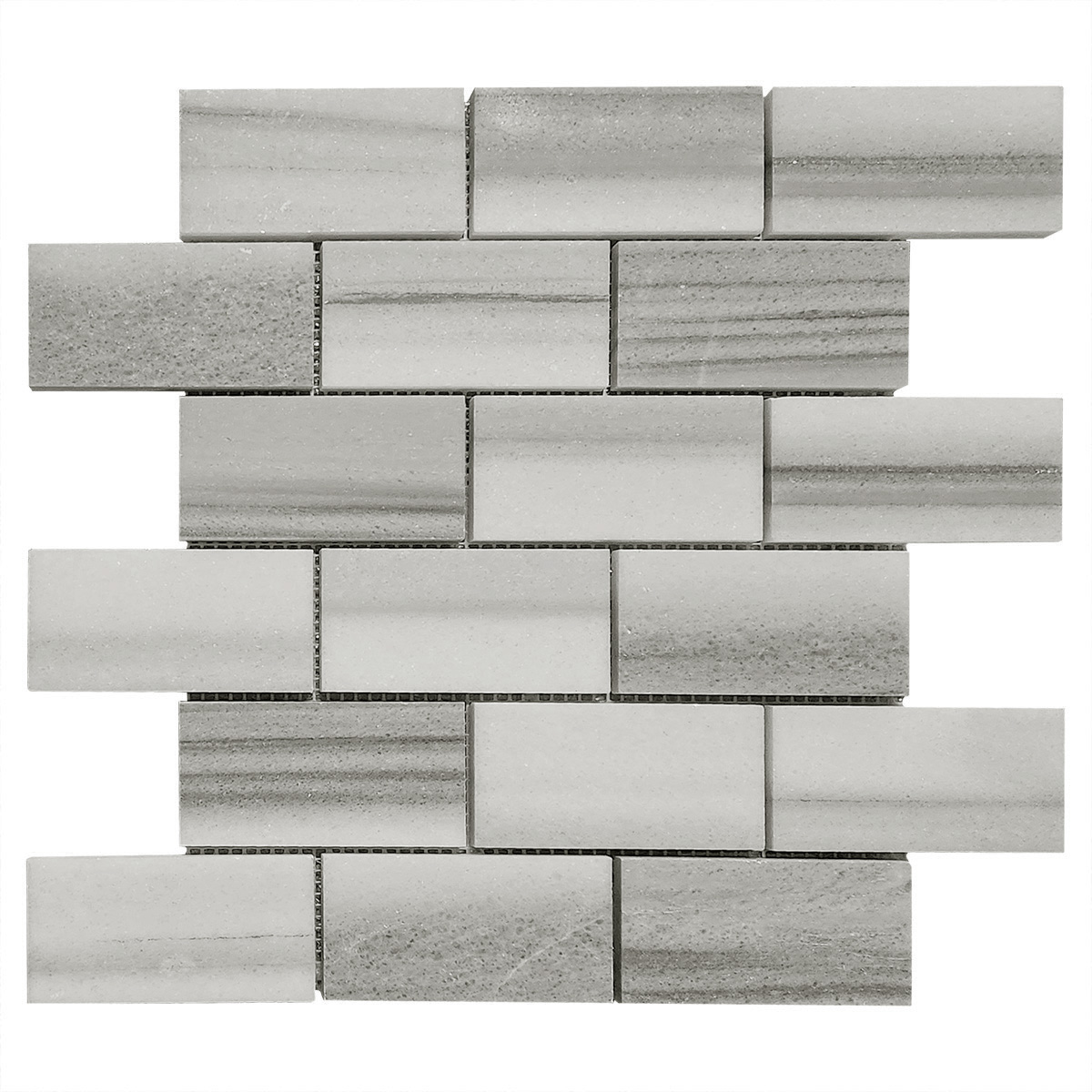 2" x 4" Brick-Joint Mosaic Silver Paradise Honed