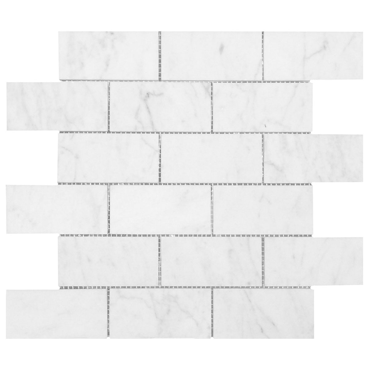 2" x 4" Brick-Joint Mosaic White Carrara Premium Honed