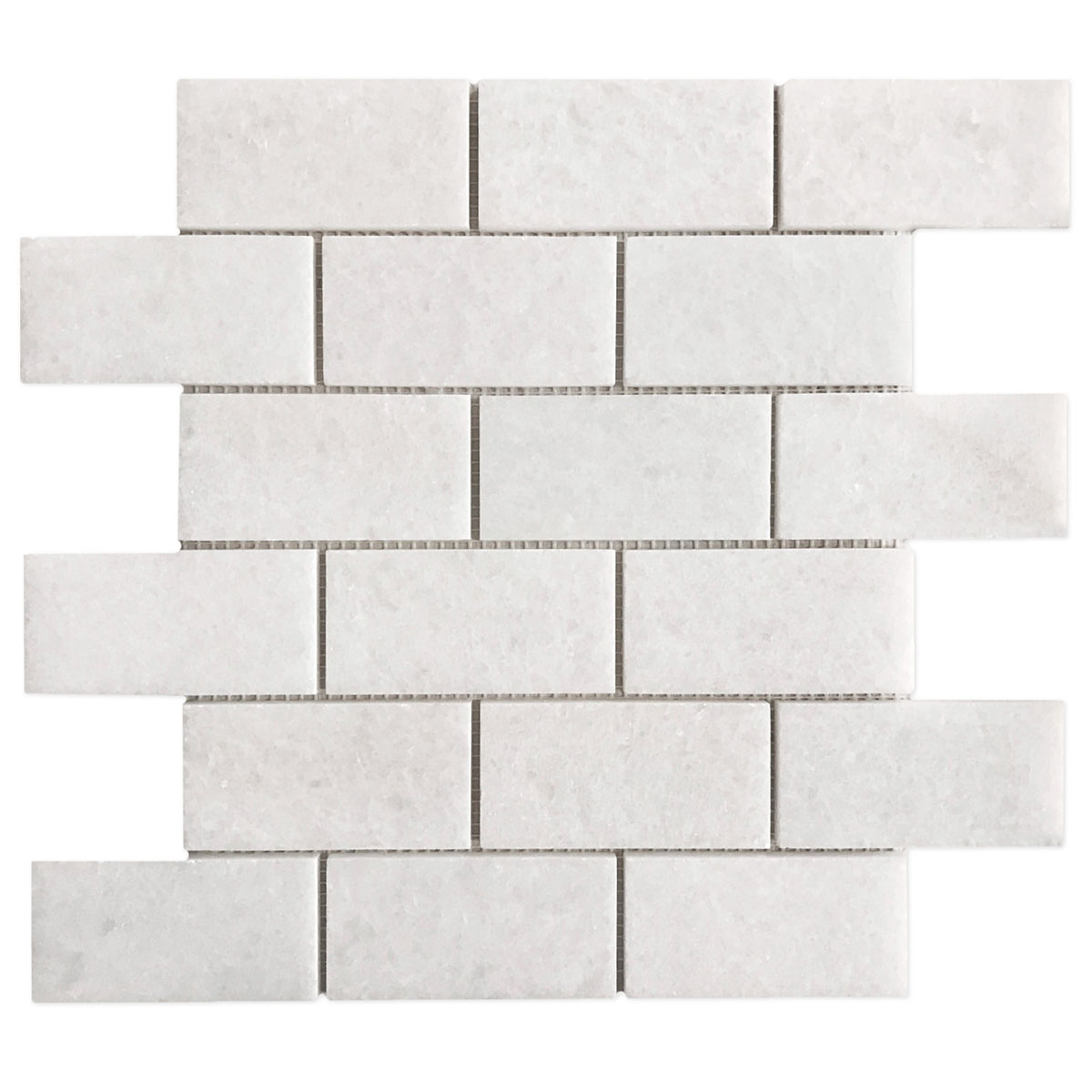 2" x 4" Brick-Joint Mosaic White Crystalline Polished