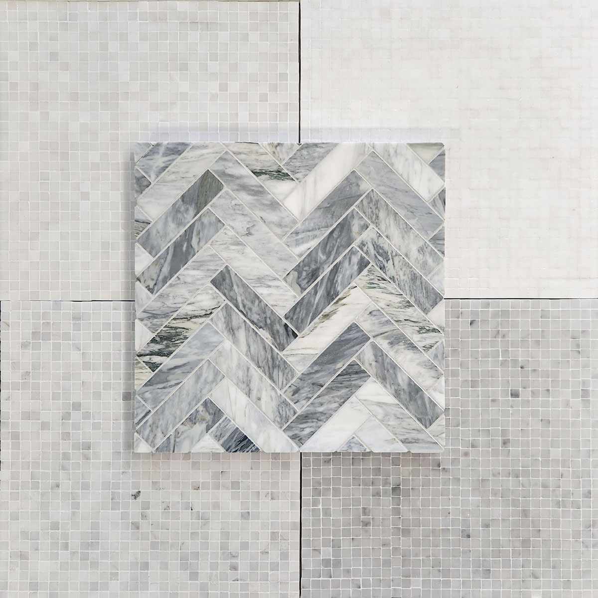 3/8" x 3/8" Interlocking Mosaic White Carrara Premium Polished - Image 2
