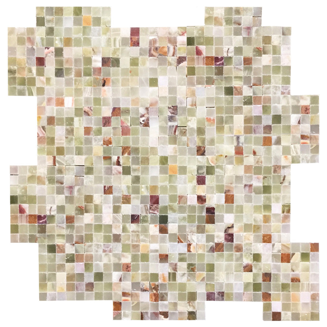 3/8" x 3/8" Interlocking Mosaic Green Persian Pistachio Polished