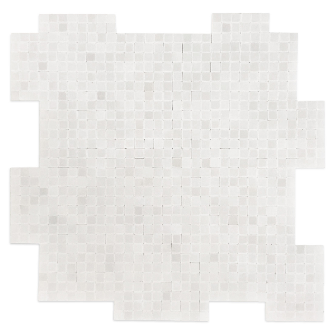 3/8" x 3/8" Interlocking Mosaic White Silk Polished