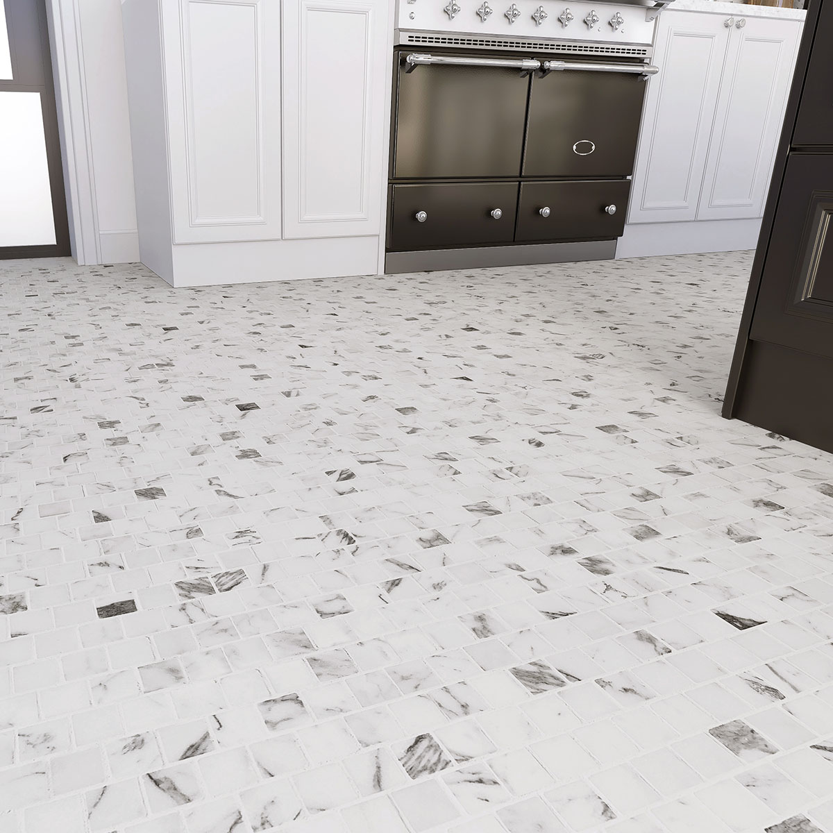 3/4" x 3/4" Staggered Mosaic Arabescato Corchia Honed - Image 4