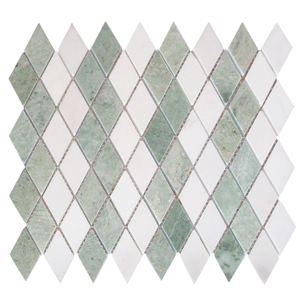 Harlequin Ming Green, White Snow Polished