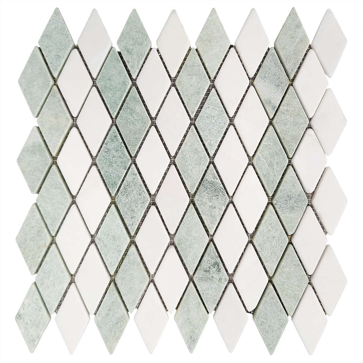 Harlequin Ming Green, White Snow Tumbled