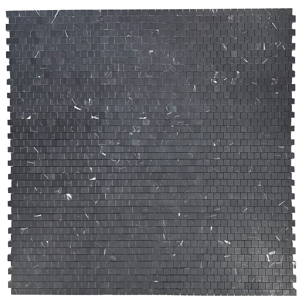 3/4" x 3/4" Staggered Mosaic Nero Marquina Honed - Image 2
