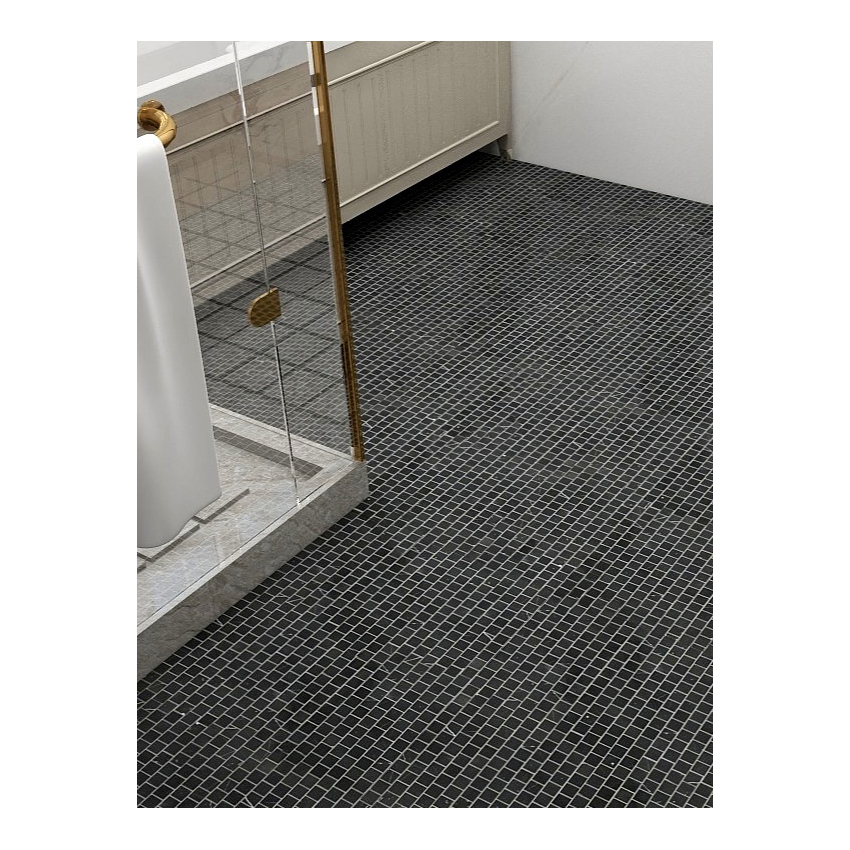 3/4" x 3/4" Staggered Mosaic Nero Marquina Honed - Image 5