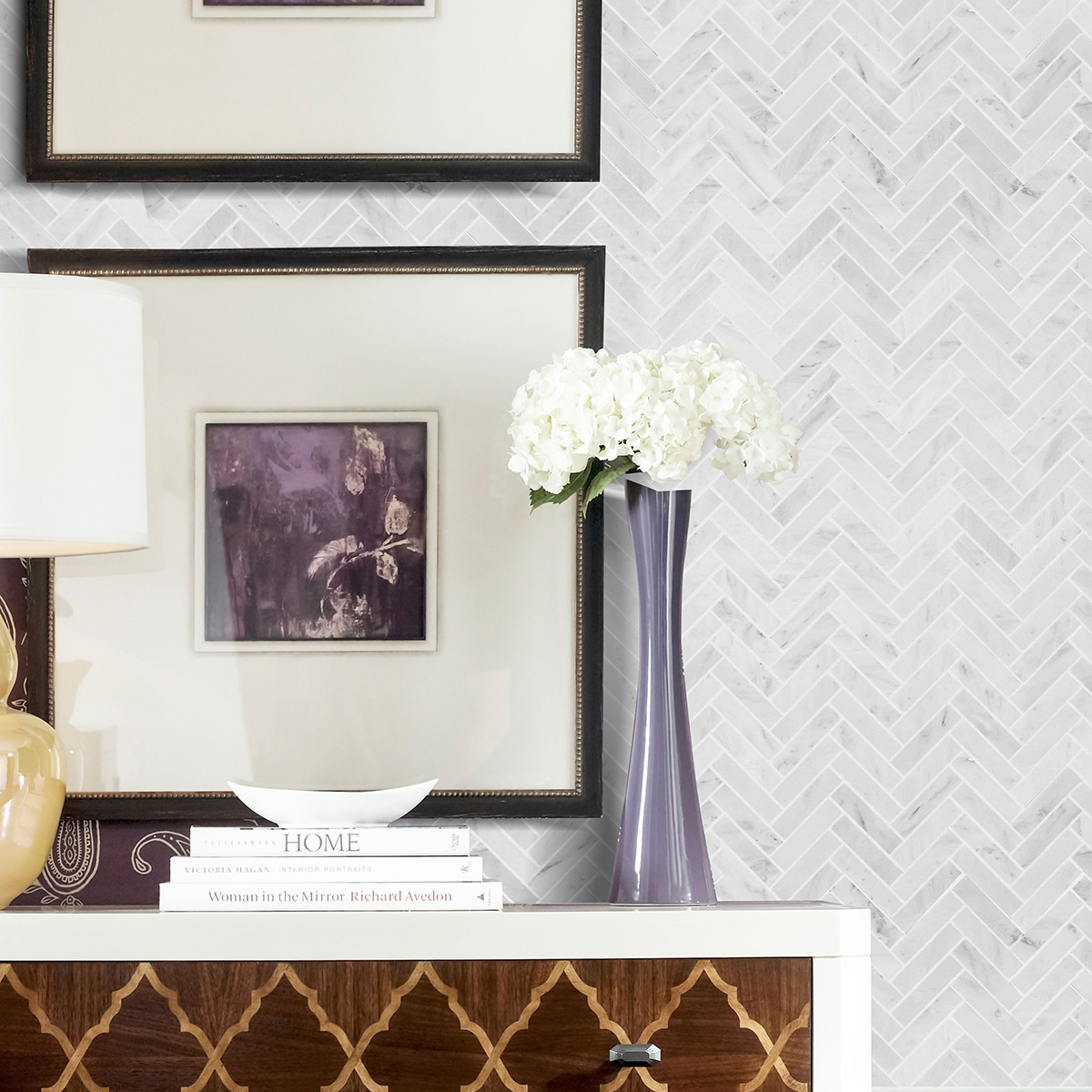 Herringbone White Statuary Calacatta Honed - Image 2